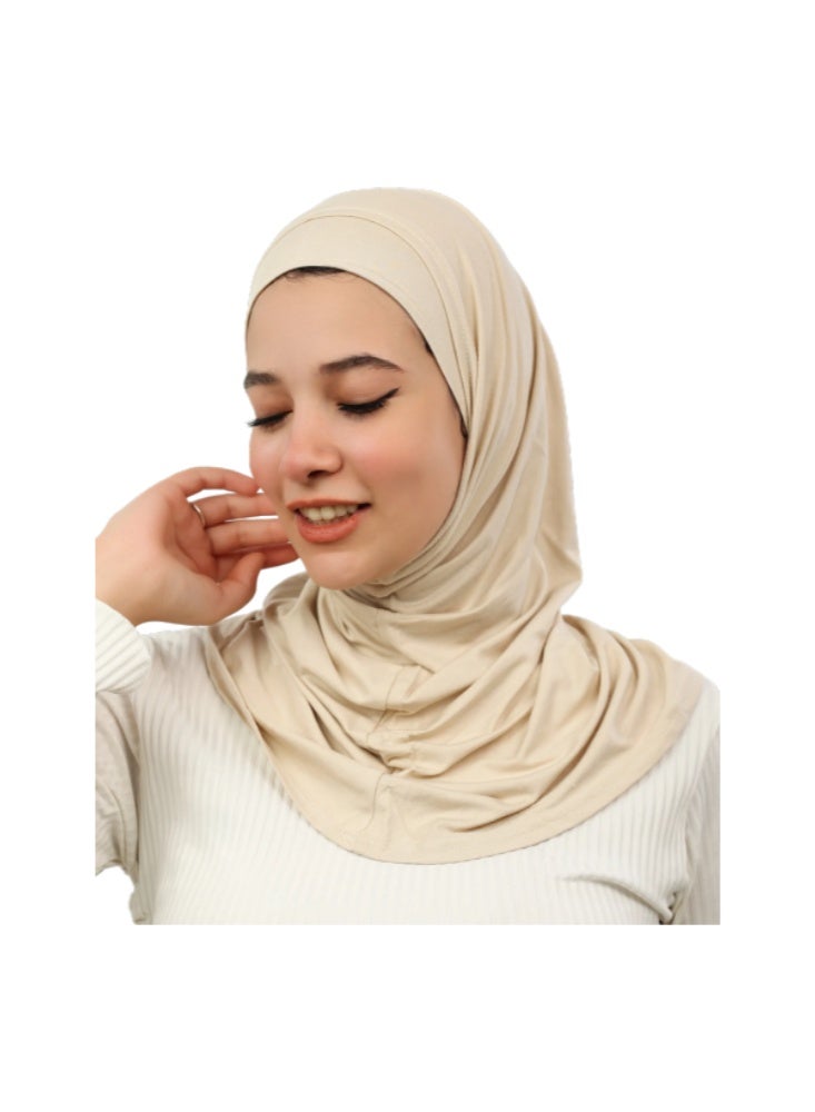 Piece Syrian Hijab Set (Open-Ended Bandana + Slip-on Khimar) - Premium Cotton Lycra - Multi-Colors - Image 1